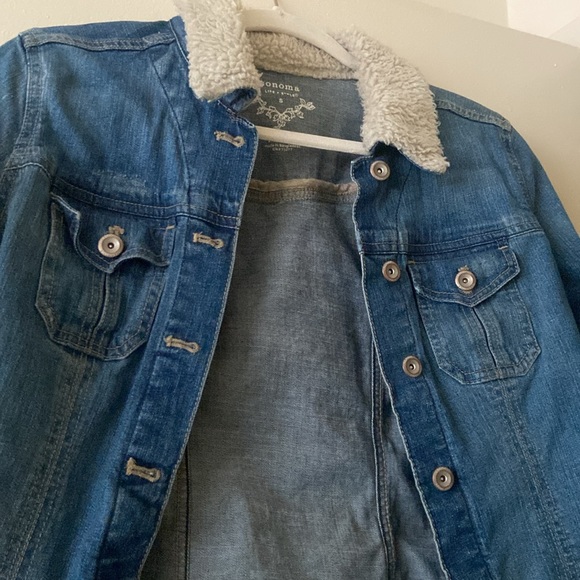 Sonoma Jean Jacket with Faux Fur Collar Size Small - Picture 2 of 4